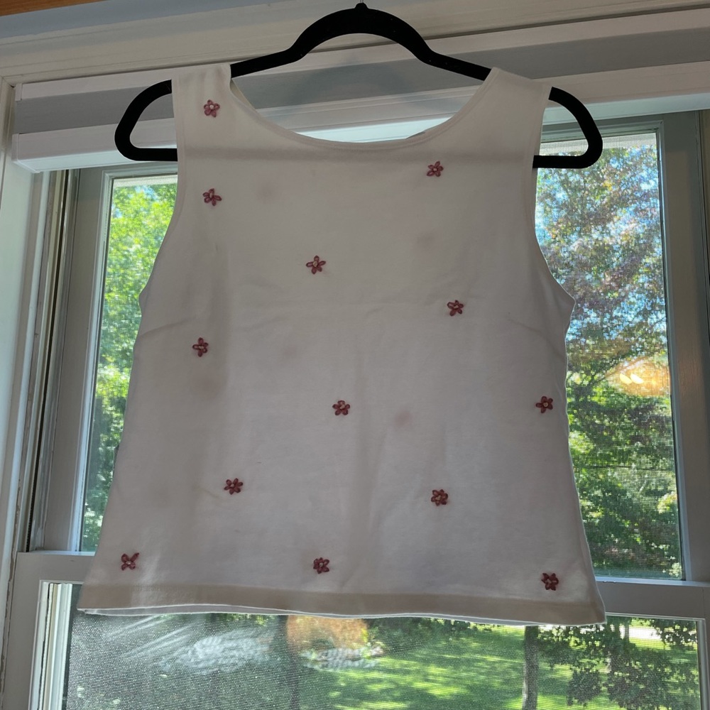White embroidered tank top